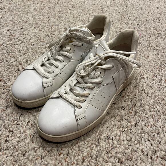 TOD's White Leather Lace Up Sneakers Sz EU 37.5 US 7.5 Casual Comfort - Picture 1 of 8